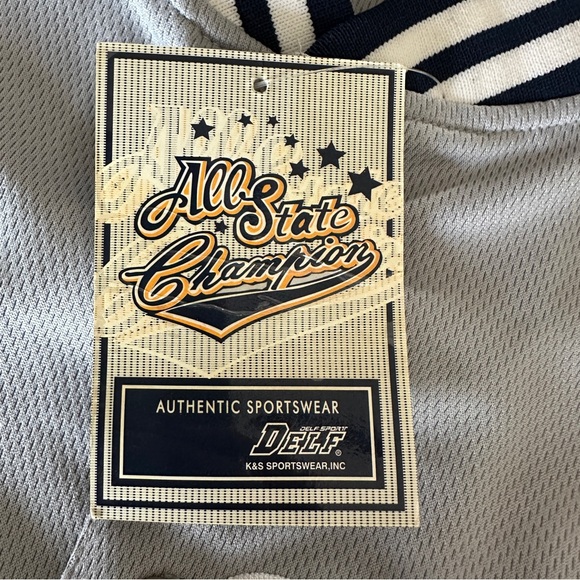 🆕 DELF Button-Down Mesh New York Gray Baseball Short Sleeve Jersey L - Picture 10 of 13